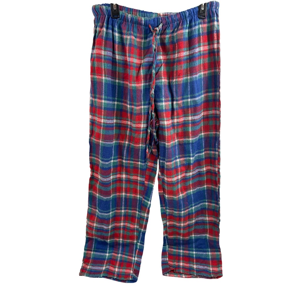 Mayfair Pajama Pants 1X Red Blue Green Plaid Flannel Drawstring Women